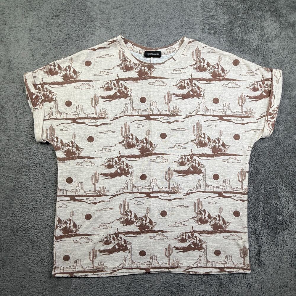 Merigold Kiss Desert Scape Art Tee Shirt Relaxed Fit XL Knit Short Sleeve